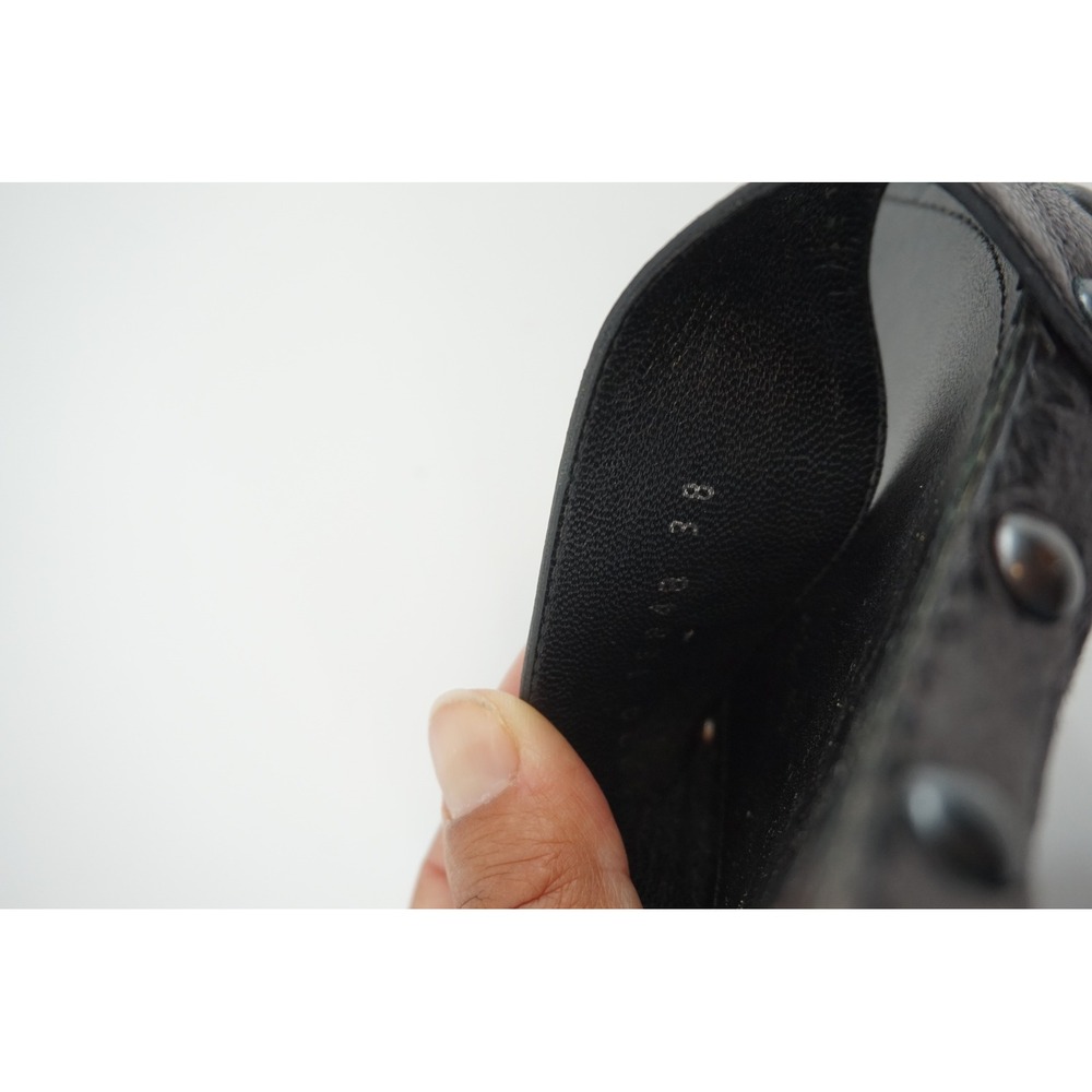 Yves St. Laurent Rive Gauche Wooden Studded Leather Clog Slide Mules Black Sz 38 - Picture 6 of 11